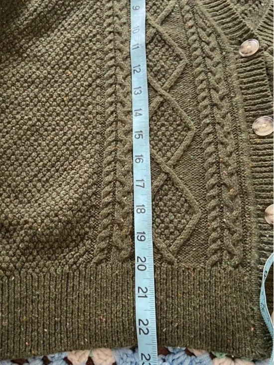 NWT New LOFT Forest Green Flecked Cable Knit Cardigan Sweater XLarge XL - Picture 5 of 11